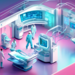 An illustrated futuristic medical device transforming patient care in a high-tech hospital setting, embodying innovation and advanced healthcare solutions.