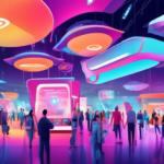 Create an image of a futuristic expo hall filled with people exploring and interacting with various innovative gadgets and technologies that have never been seen before, showcasing the top gadgets to look out for in 2023.