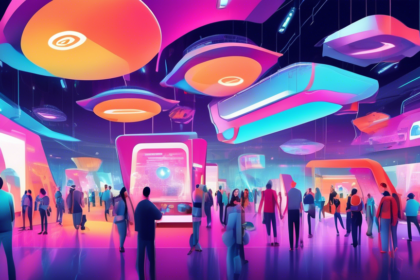 Create an image of a futuristic expo hall filled with people exploring and interacting with various innovative gadgets and technologies that have never been seen before, showcasing the top gadgets to look out for in 2023.